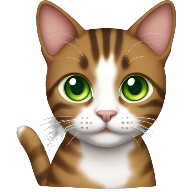 green eye, brown tabby girly cat whole body emoji