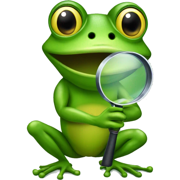 Frog holding magnifying glass emoji