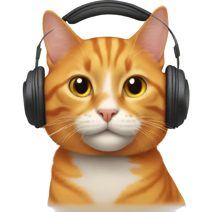 orange cat wearing headphones emoji