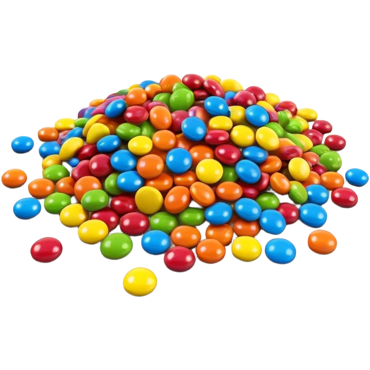 colorful Skittles candy pieces scattered, rainbow colored fruit candies emoji