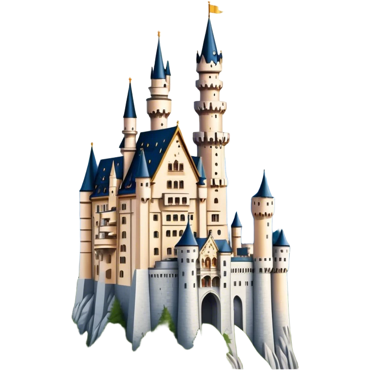 Cinematic Realistic Neuschwanstein Castle Landmark Emoji, depicted as the fairy‚Äêtale castle set against a mountainous backdrop rendered with dramatic lighting and intricate textures. emoji