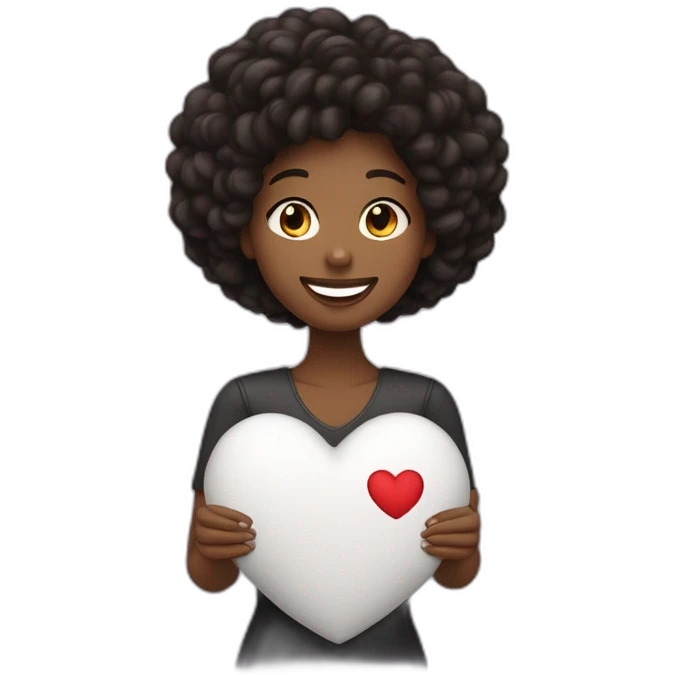 mujer con pelo negro de piel blanca feliz dando un corazón emoji
