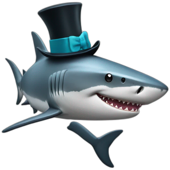 Shark with a top hat emoji