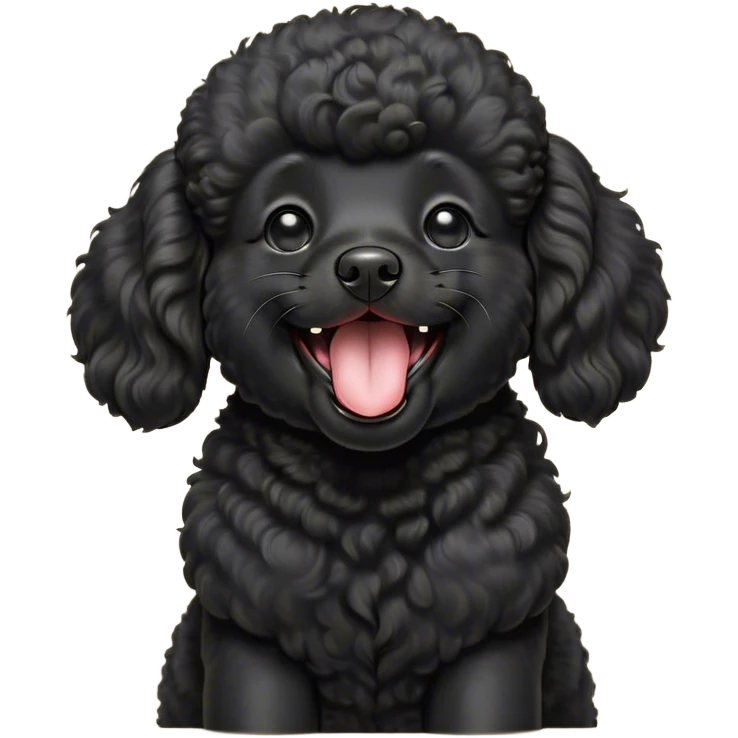 Cinematic Cute Yawning Black Poodle Portrait Emoji, Head tilted slightly with a dramatic, wide-open yawn, displaying a soft, curly jet-black Fur with a refined texture, floppy ears slightly drooping, round dark eyes barely open in drowsy contentment, Simplified yet irresistibly adorable features, highly detailed, glowing with a soft, cozy glow, high shine, relaxed yet expressive, stylized with a touch of whimsy, bright and endearing, soft glowing outline, capturing the essence of a sleepy yet affectionate companion, so drowsy it feels like it could stretch right out of the screen and curl up for a nap! emoji