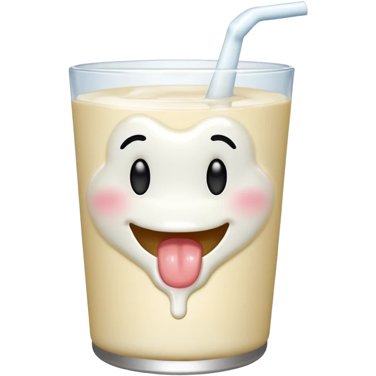 Smiley drooling emoji with milk in mouth emoji