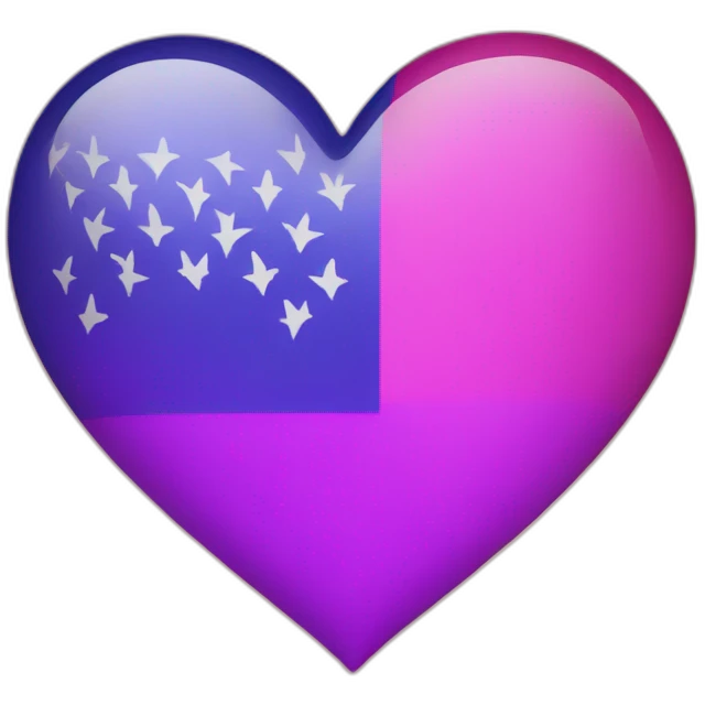 Bi flag with a heart emoji