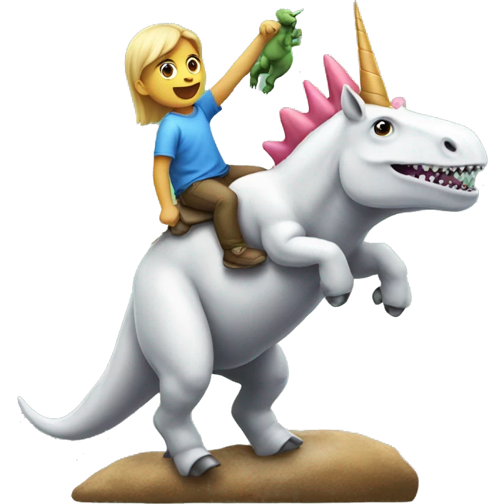 Unicorn riding a dinosaur  emoji