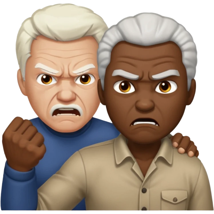 black guy and white old guy fighting emoji