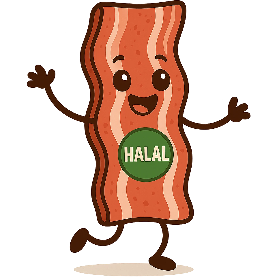 animated halal bacon, lively and fun, visual interpretation 1 emoji