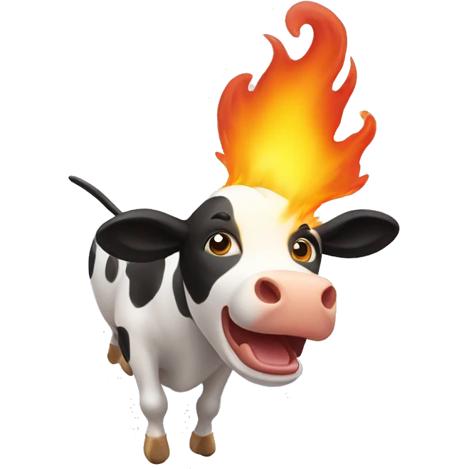 flying cow breathing fire from its mouth emoji