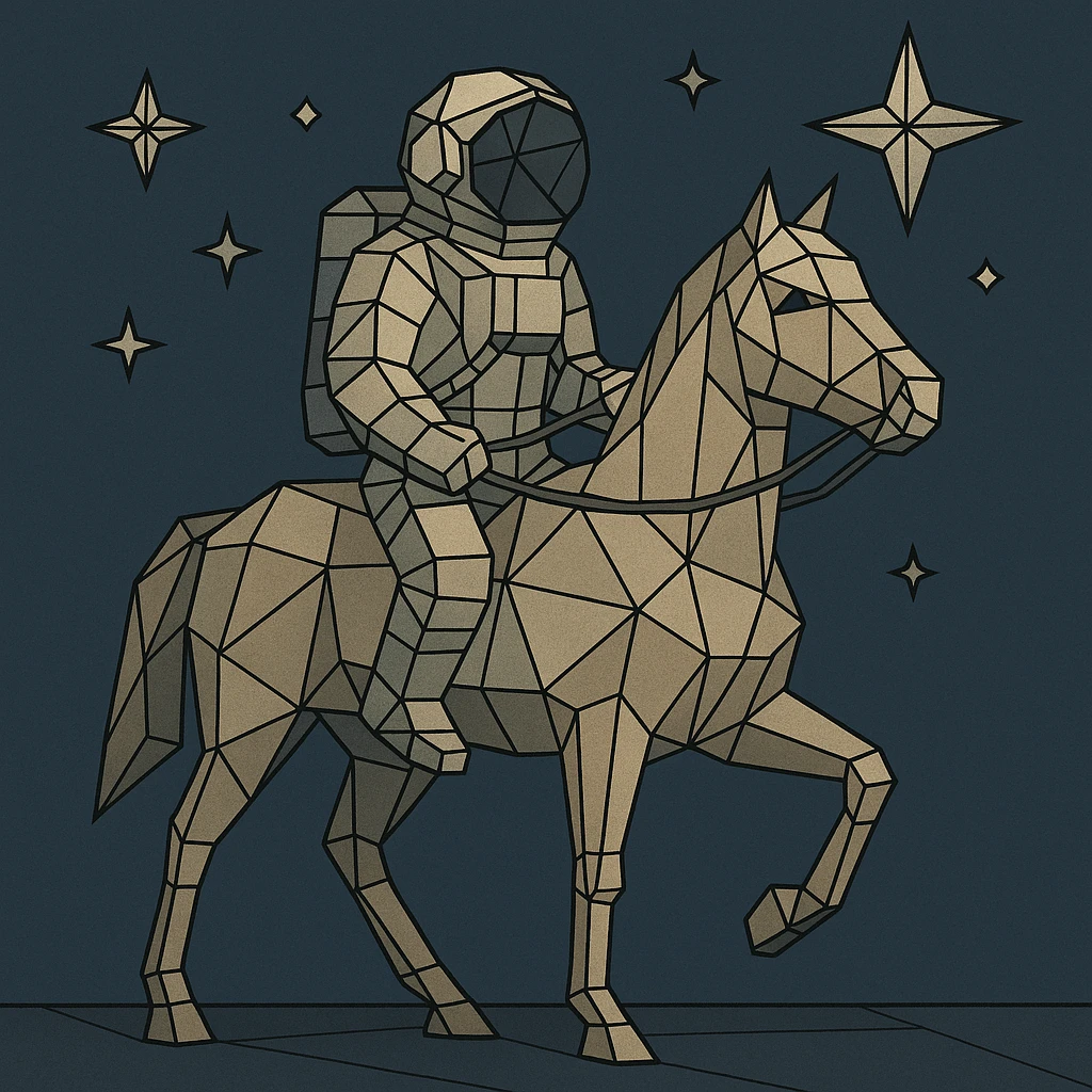 astronaut on horseback with stars in background emoji