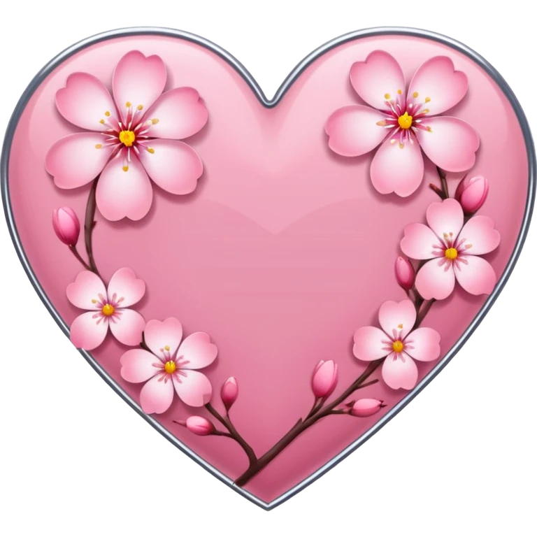 sakura heart with a silver outline emoji