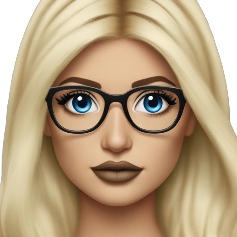 Hyper real blonde kylie jenner with blue eyes and glasses  emoji
