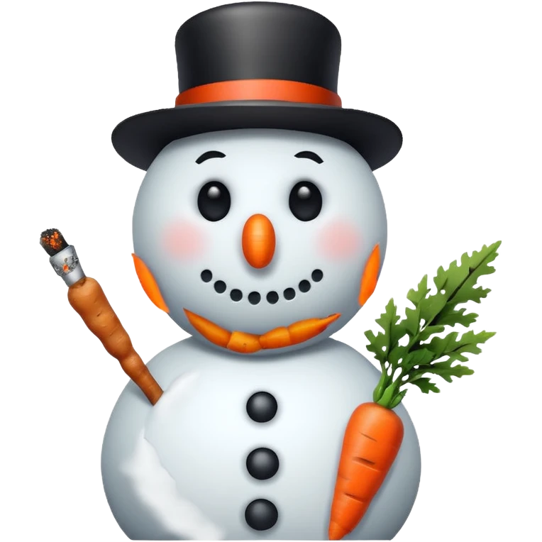 a snowman with a cigarette emoji