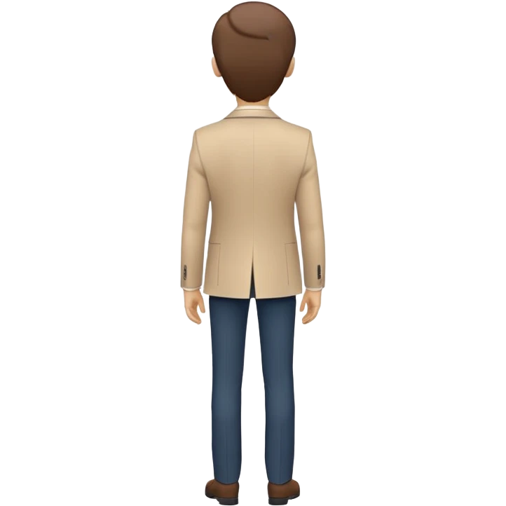 minimal emoji of a person in a blazer, seen from the back, standing with good posture, arms by sides, clean lines, simple colors, white background emoji