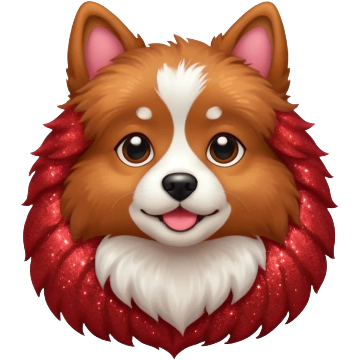 red glitter cute dog emoji