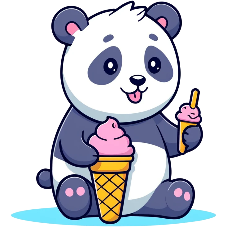 Panda eating ice cream emoji