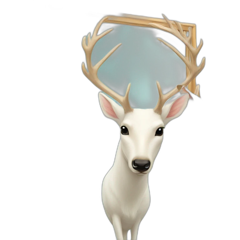white deer kisses the mirror emoji