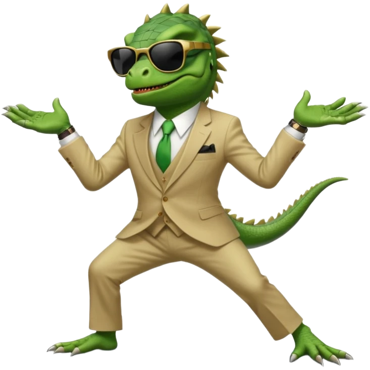 capitalist iguana banker godfather with black sunglasses breakdance emoji