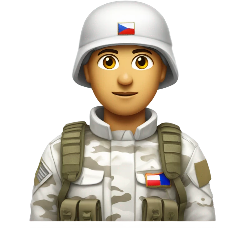 super realistic white soldier with russian flag emoji