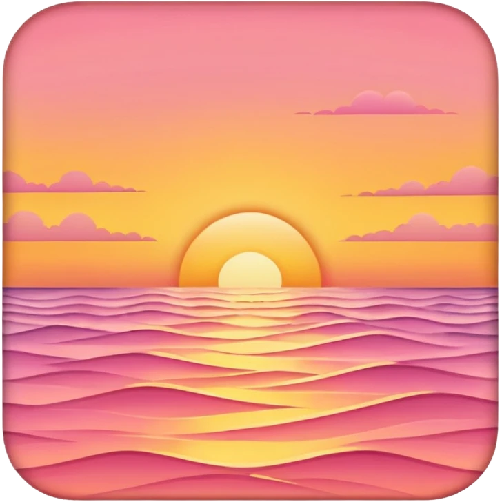 Sunset over a calm ocean with soft waves and a clear sky." emoji