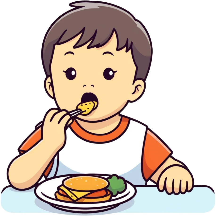 Toddler eating a lot emoji