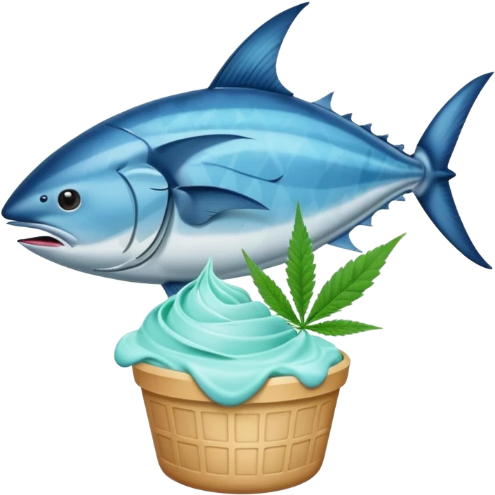 bluefin tuna in a gelato with cannabis leaf emoji