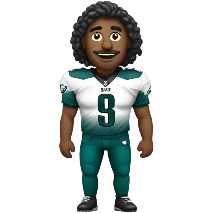 Eagles football fanatic wearing a shirt that says Amigos emoji