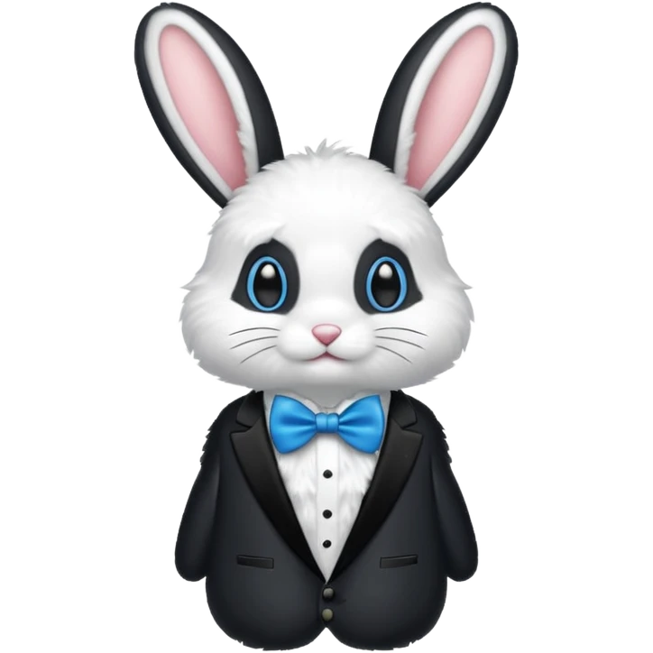 tuxedo bunny with blue bowtie emoji
