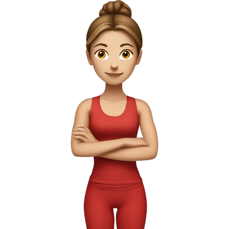 yoga white girl brown hair  in red costume  emoji