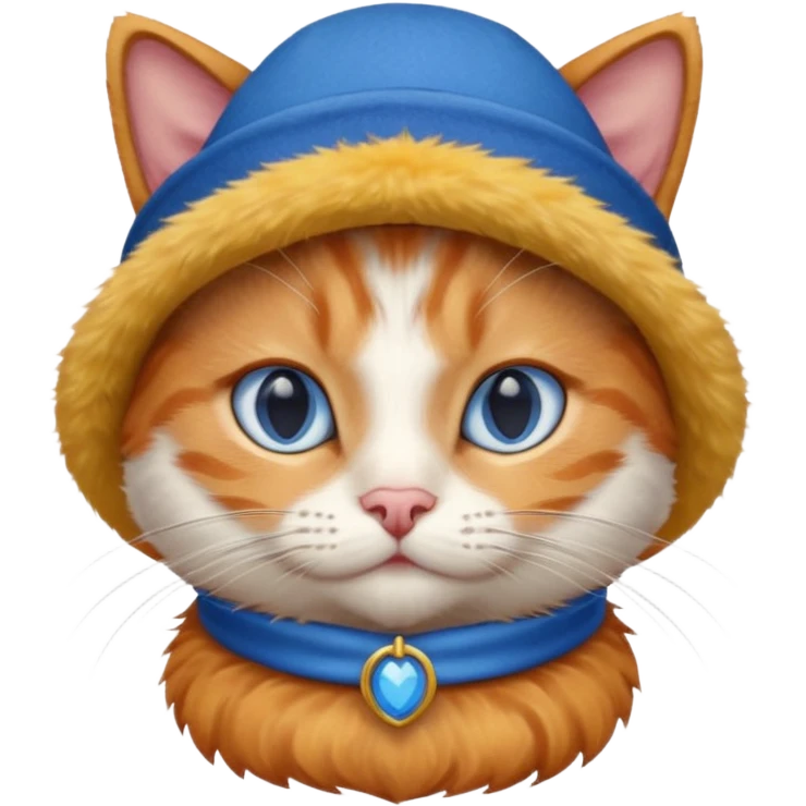 Киця у синьо-жовтій шляпі emoji