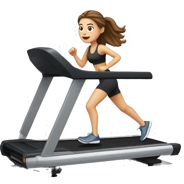white girl with brown hair on treadmill emoji