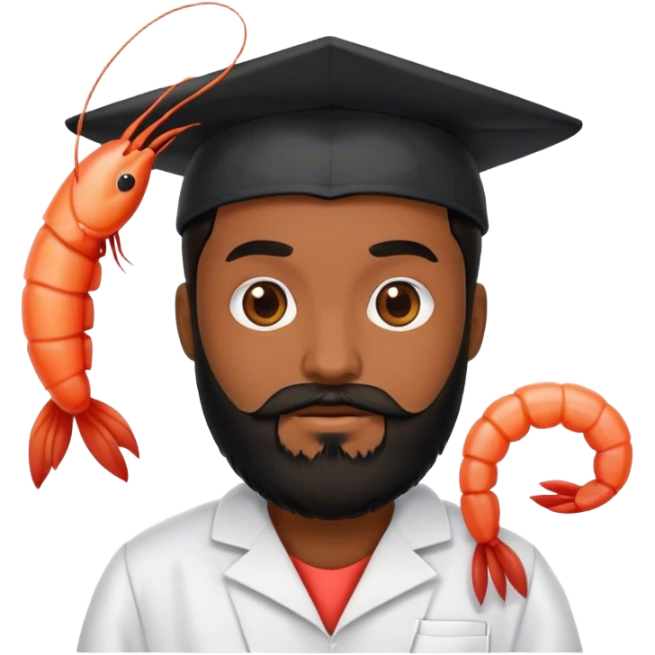phd graduate with black beard but is the shrimp emoji emoji