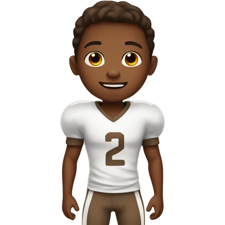 Little boy playing football with brown skin emoji