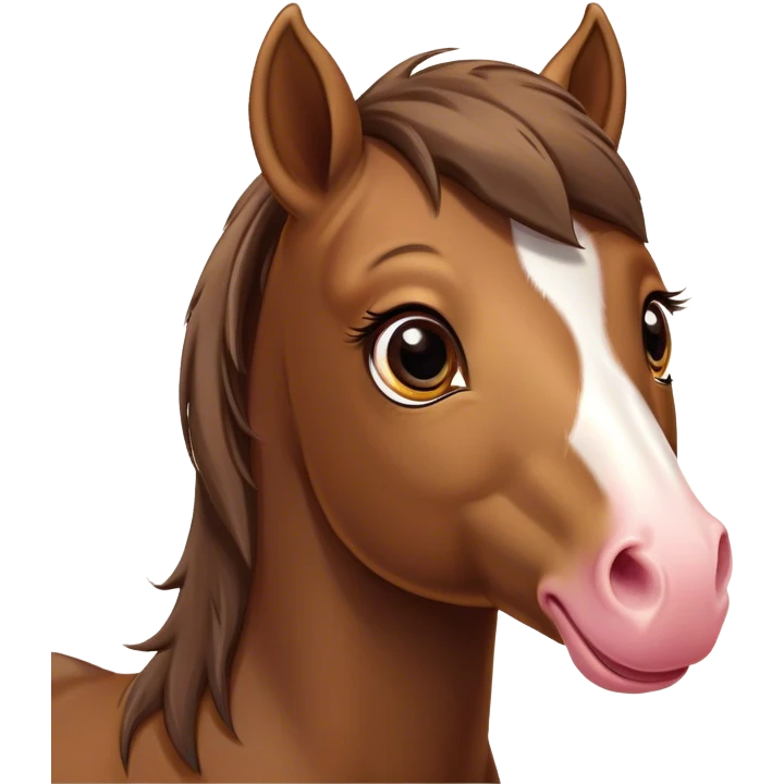 Cinematic Comical Brown Welsh Pony Portrait Emoji, Head tilted dramatically with an exaggeratedly amused expression, featuring a robust, glossy brown color, wide, comically expressive eyes full of playful disbelief, and a subtly animated, perky head, Simplified yet hilariously expressive features, highly detailed, glowing with a slightly sassy earthy glow, high shine, dramatic yet playful, stylized with an air of cheeky equine mischief, soft glowing outline, capturing the essence of a meme-worthy brown Welsh pony that looks ready to trot its way into viral fame! emoji