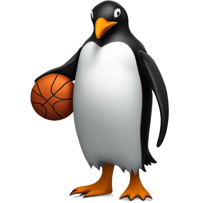Penguin with a slim Jim in one hand and a basketball in the other with dreads emoji