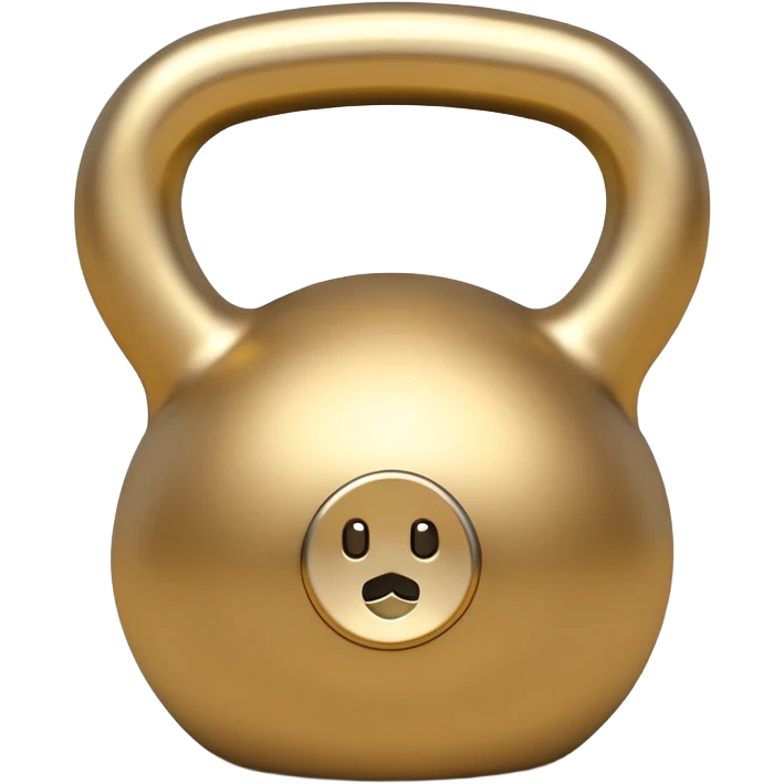 beige and gold kettlebell, sleek minimal emoji