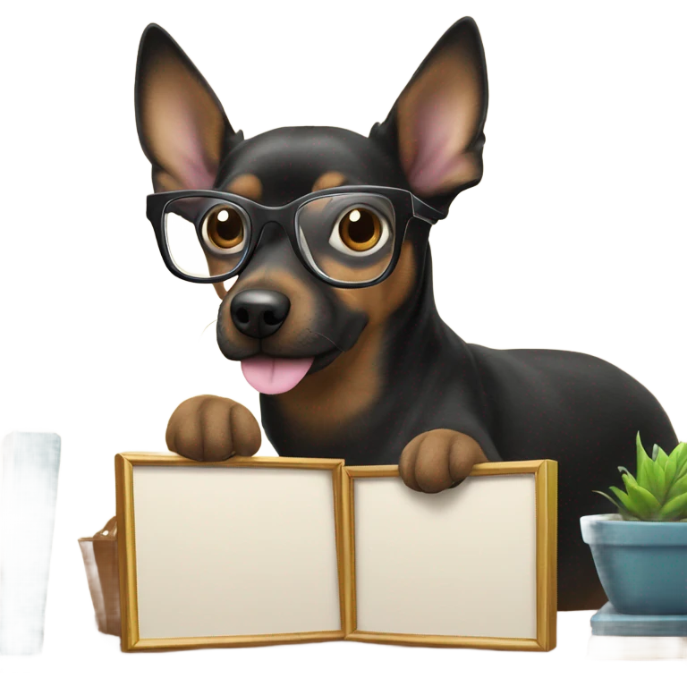 cute dog wearing glasses peaking from the right side of the picture frame emoji