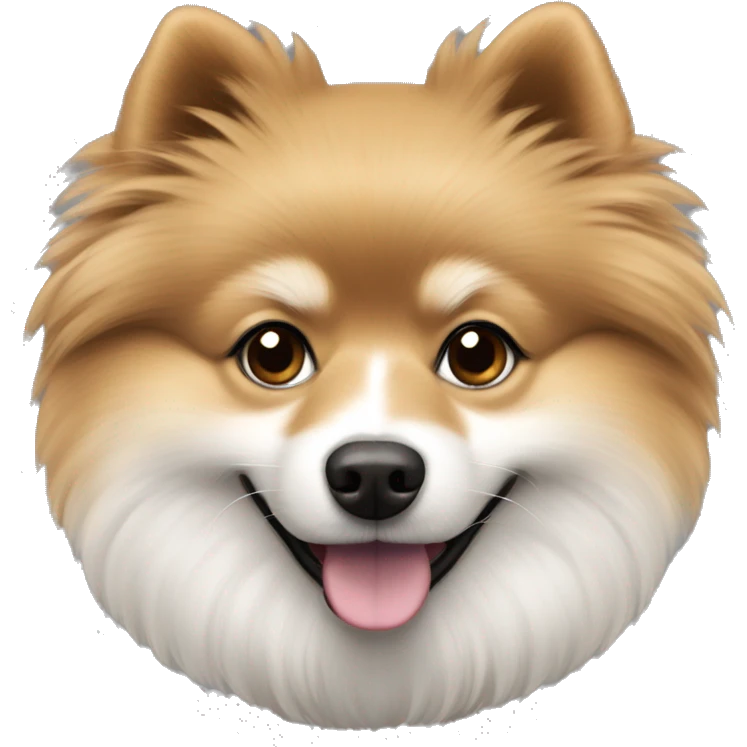 less fluffy pomeranian-spitz mix light brown and white with gray ears  emoji