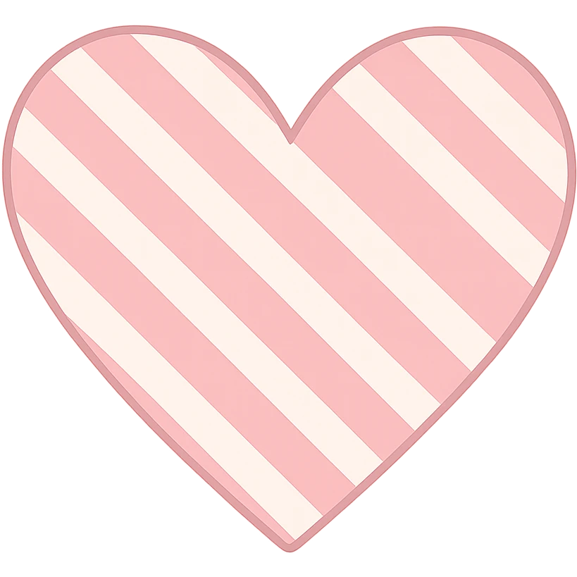 heart with a pink candy stripe pattern, clean digital illustration, no background emoji