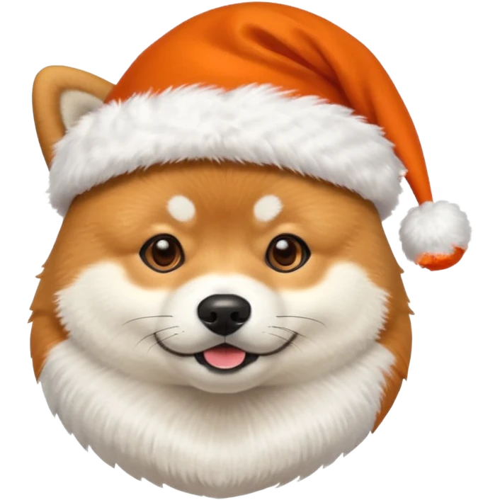 Shiba inu gif portant un chapeau de noel avec un pompon blanc qui bouge emoji