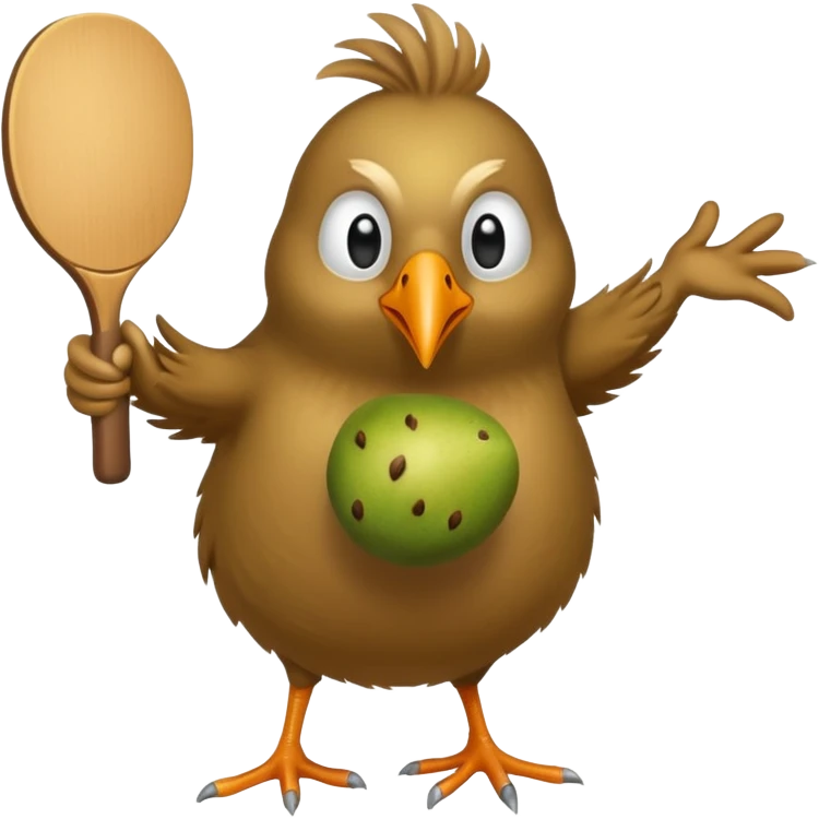 A kiwi bird playing Padle emoji