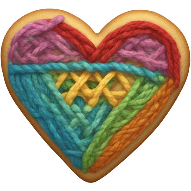 Cookie heart with yarn emoji