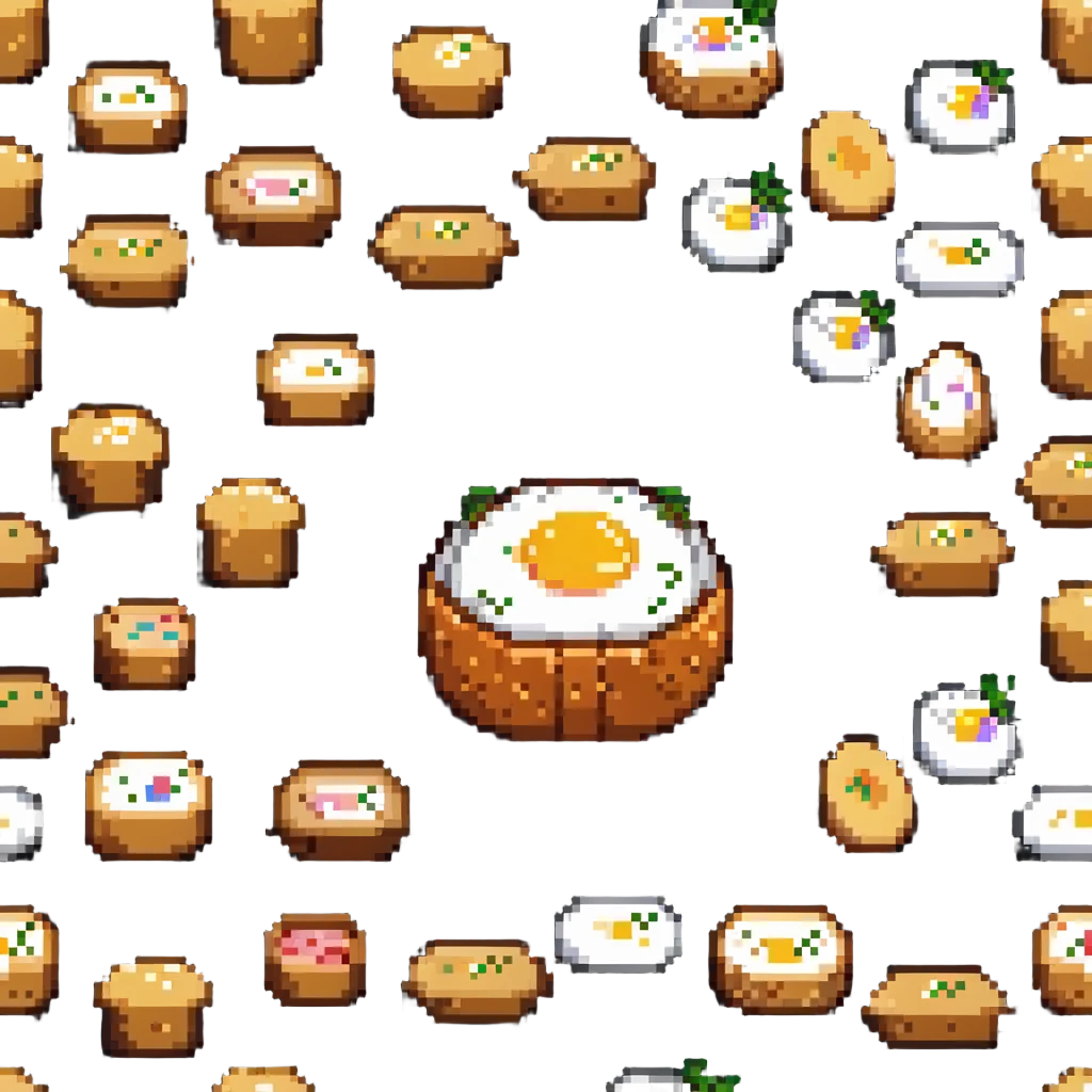 Korean egg bread, pixel art style, retro vibe emoji