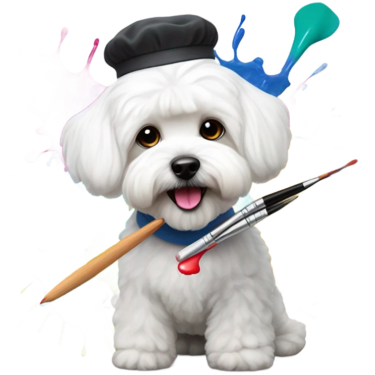 Maltese bichon working as a painter emoji