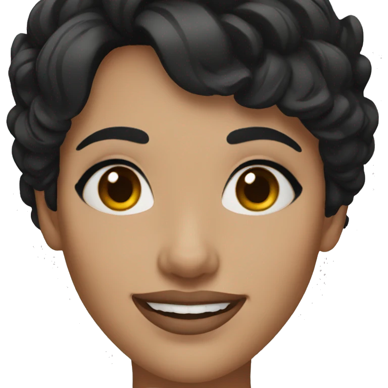 woman with makeup and short black hair smiling emoji