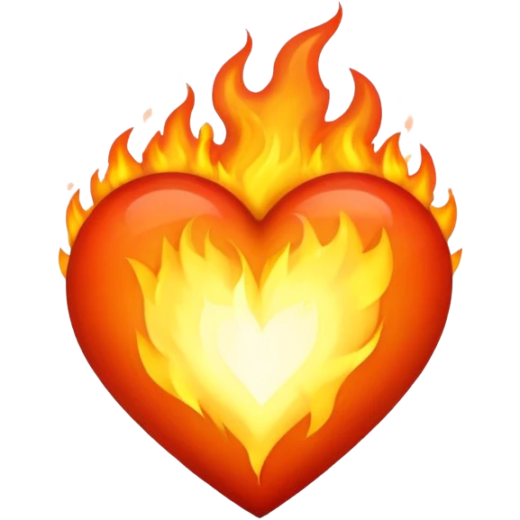Heart on fire burning with passionate flames emoji