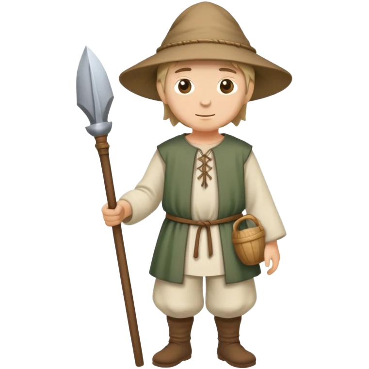 Full body of medieval peasant commoner in simple cloth clothing and hat emoji