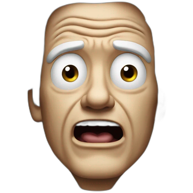 Just the head of Doc brown from back to the future looking shocked and his mouth wide open. No eye-ware. Long hair emoji