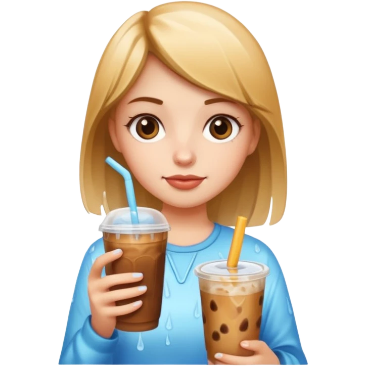 Girl holding iced coffee emoji
